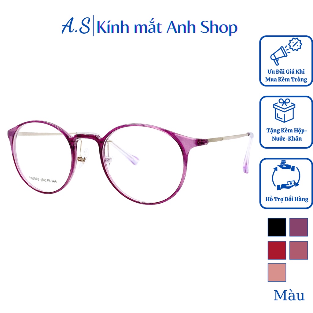 Kính tròn nhựa dẻo mảnh thời trang nhẹ nhàng thanh lịch nhiều màu sắc ạ 66063