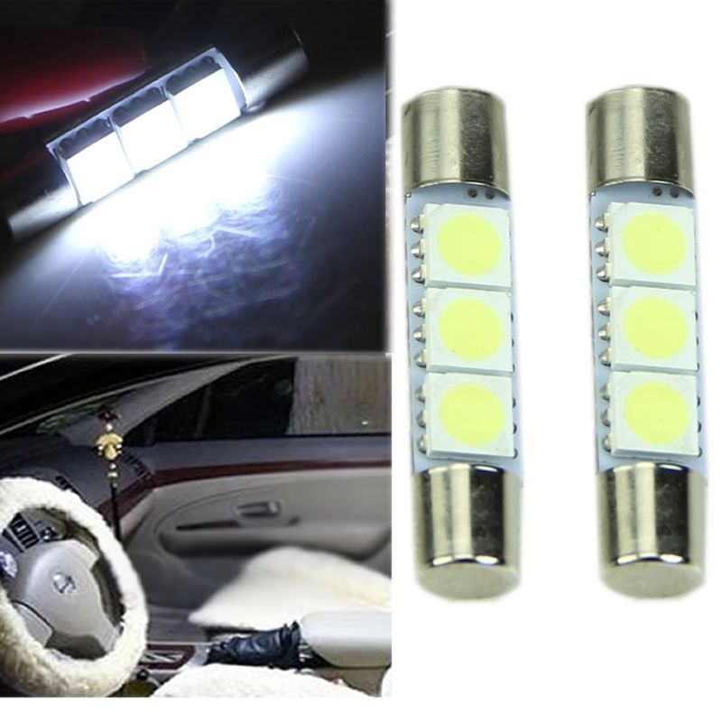 1 đèn LED ánh sáng trắng T6 5050 31MM 3-SMD cho xe hơi