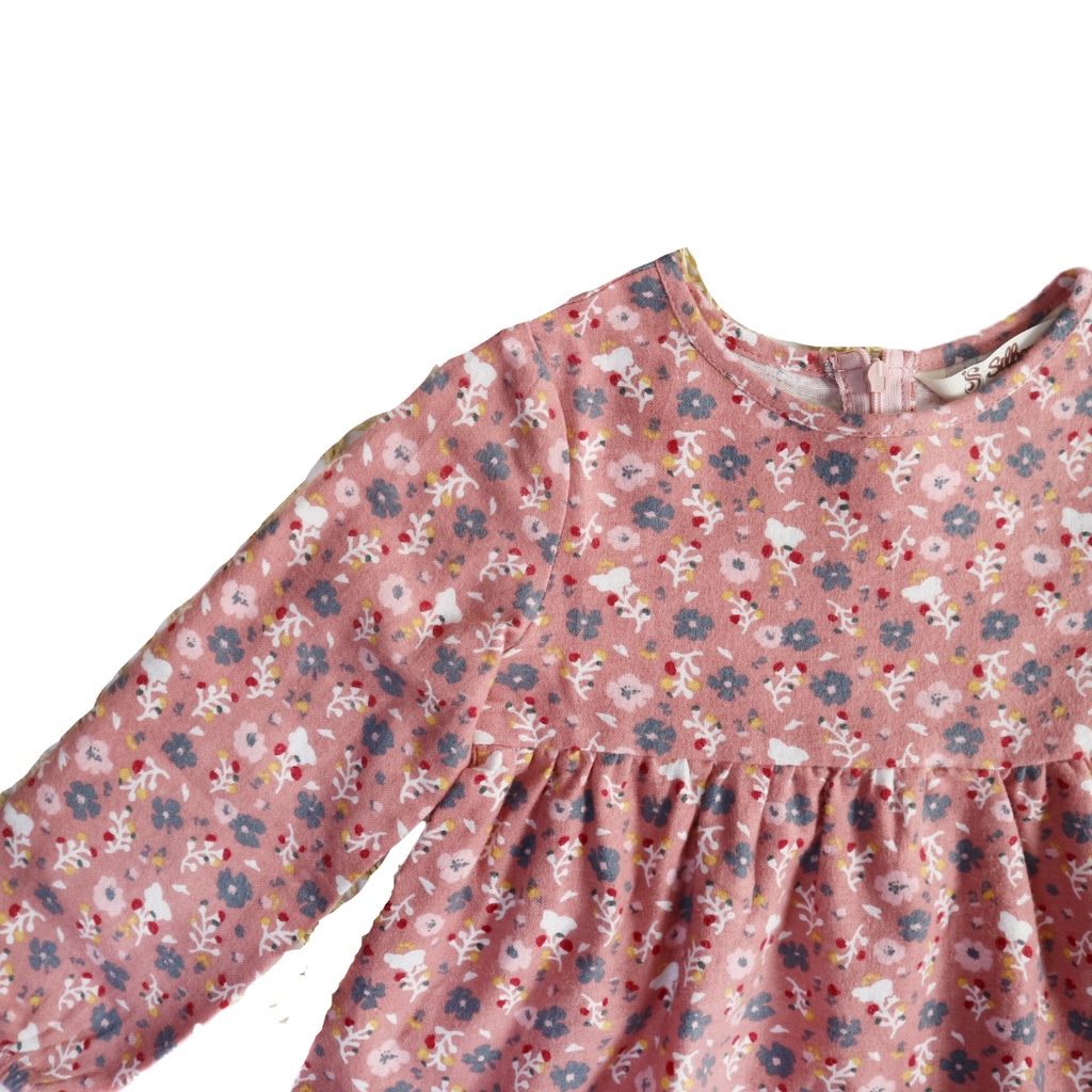 [Mã BMBAU50 giảm 50K đơn 150K] Váy Hoa Thu Đông Cho Bé Gái 2-6 Tuổi Phối Bèo Tầng SILBER KIDS