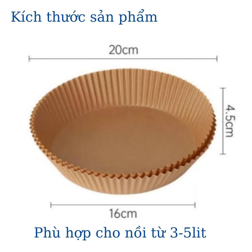 Giấy thấm dầu, giấy nến thực phẩm (set 50 khay) dạng khay tròn cho nồi chiên không dầu từ 3-5 lít