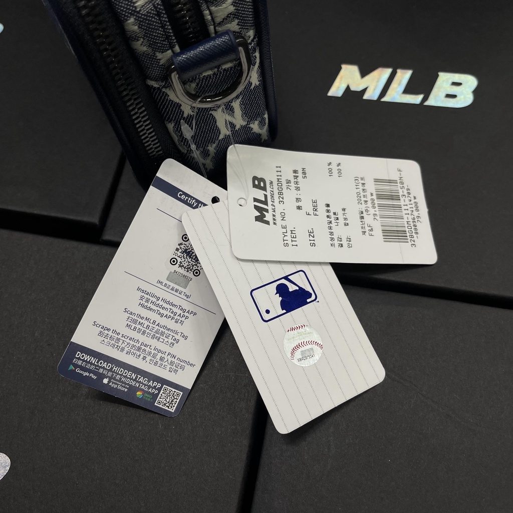 ✅ [ FELIX CHUẨN 1:1 CÓ VIDEO THẬT]  Túi đeo chéo NY Mini MLB Monogram Jacquard Cross Bag New York Yankees 32BGDM111-50L