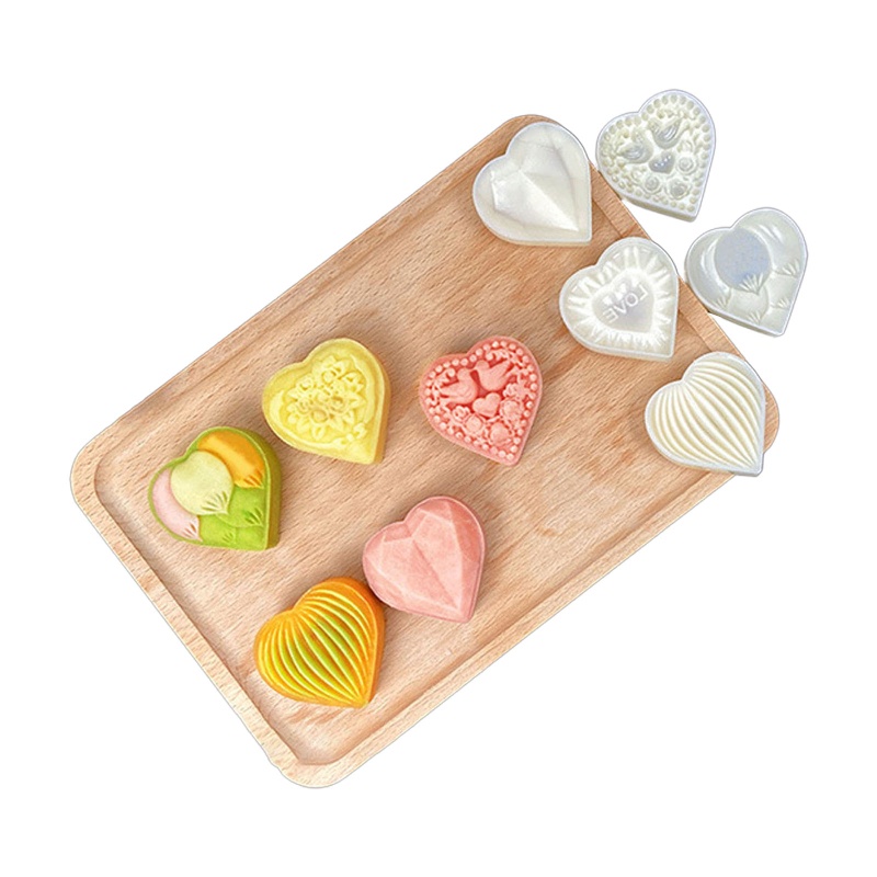 Khuôn Làm Bánh Trung Thu Dạng Nhấn Hình Trái Tim 50g DIY
