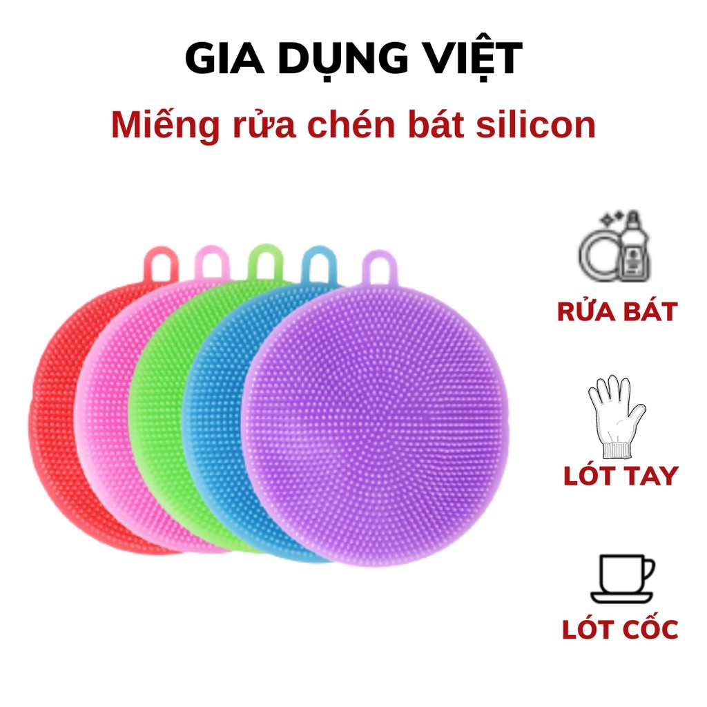 Miếng cọ rửa chén bát silicon tiện dụng - Miếng rửa chén silicon có quai treo thông minh