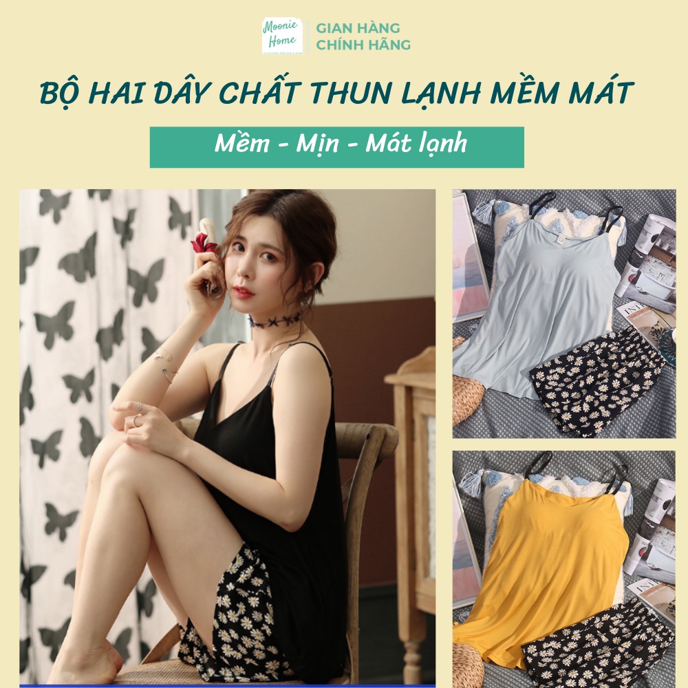 Bộ Đồ Ngủ Nữ 2 Dây/ Bộ mặc Nhà Nữ Hè Chất Cotton Đẹp (Có Miếng Lót Ngực)