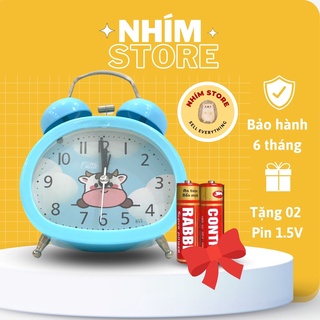 Đồng hồ báo thức để bàn chuông sắt hình chú bò sữa đáng yêu - Đồng hồ Báo thức Nhím Store chuông kêu to giá rẻ