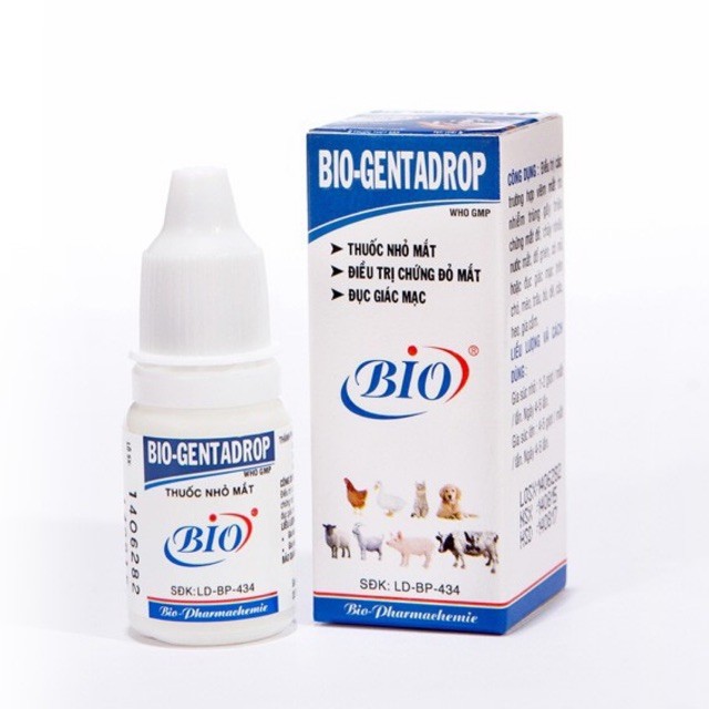 Nhỏ mắt cho chó mèo Bio Genta drop 10ml -  trị đau mắt đục giác mạc viêm đỏ ngứa vệ sinh mắt thú cưng