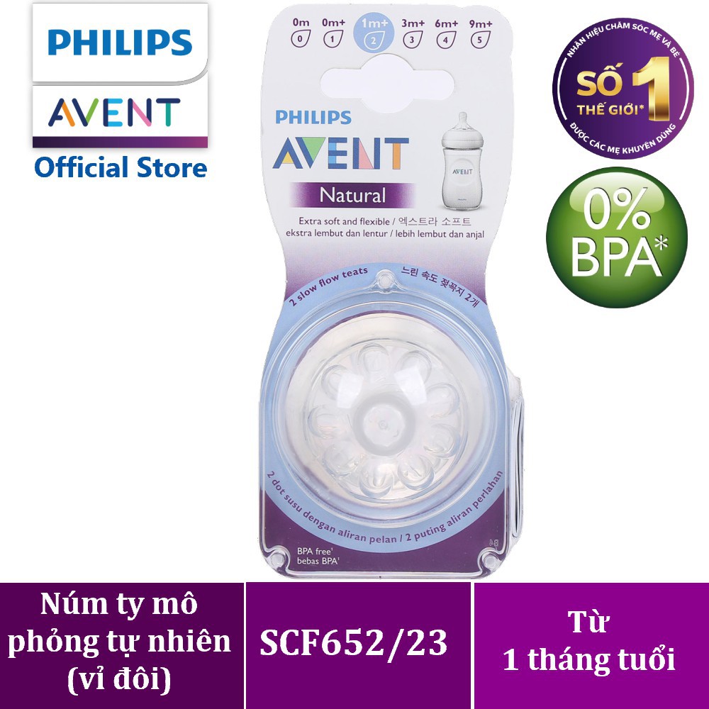 Núm ty Silicone Philips Avent cao cấp chính hãng thiết kế Mô phỏng ti mẹ tự nhiên, thay thế tiện dụng