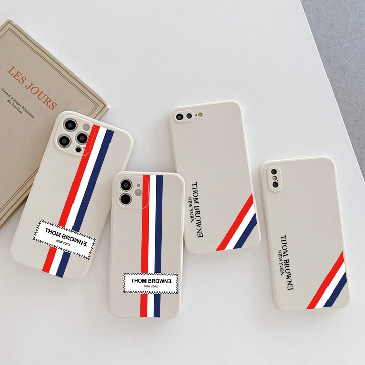 Ốp lưng IP Cạnh Vuông Thom Browne Màu kem 6/6plus/6s/6splus/7/7plus/8/8plus/x/xr/xs/11/12/13/14/pro/max/plus/promax
