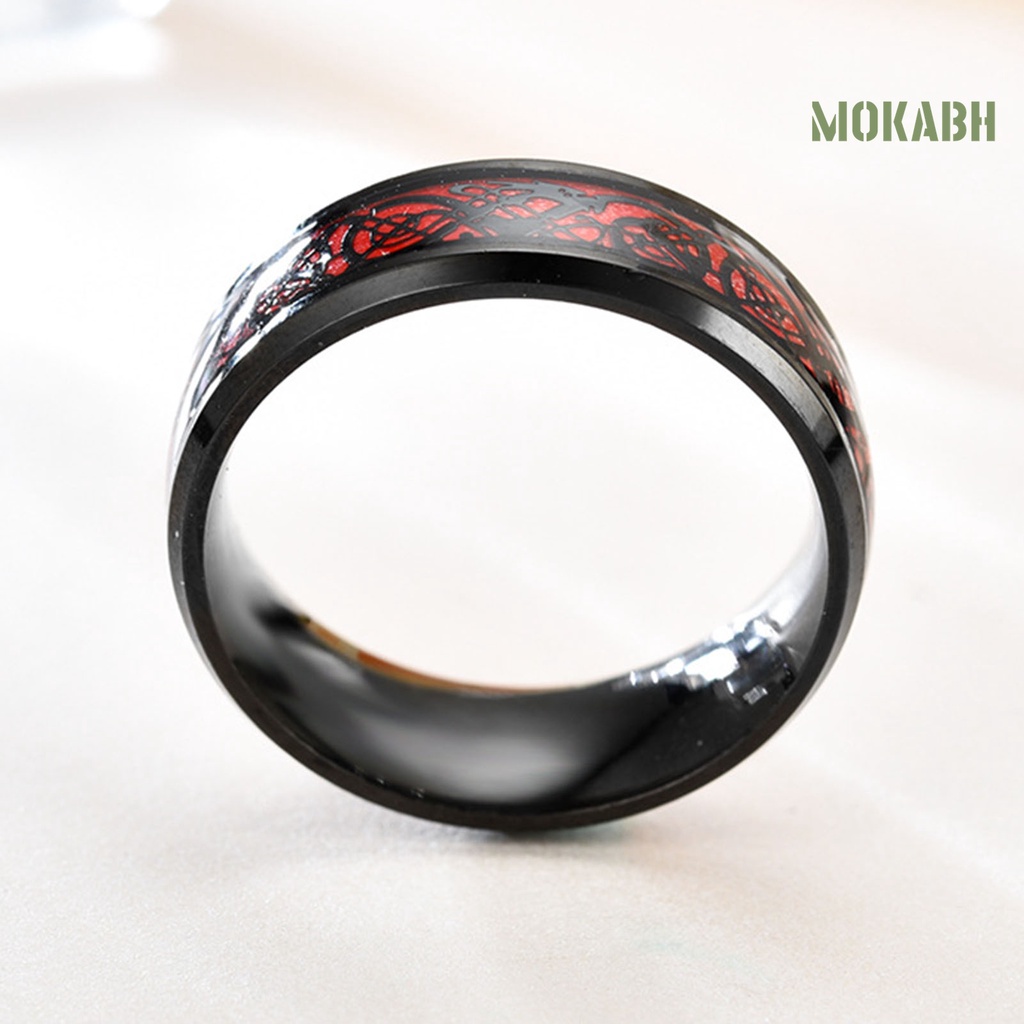 Nhẫn Nam Họa Tiết Rồng Phát Sáng Đơn Giản Thời Trang