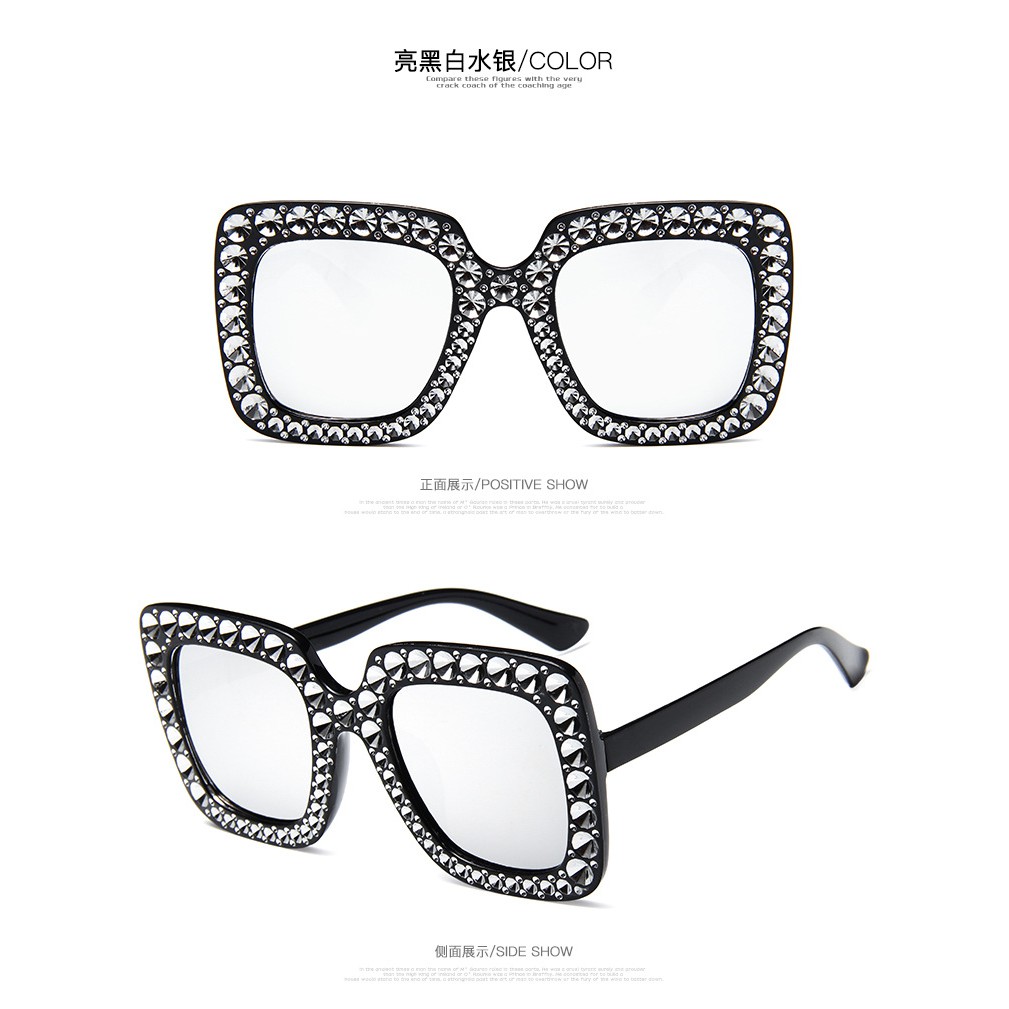 Kính mát gọng vuông bản to chống tia UV phong cách độc đáo thời trang cho nữ
