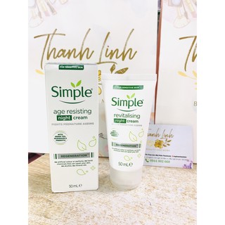 Kem  Simple Regeneration Age Resisting Night Cream dưỡng ẩm ban đêm 50ml ( vỏ mới )