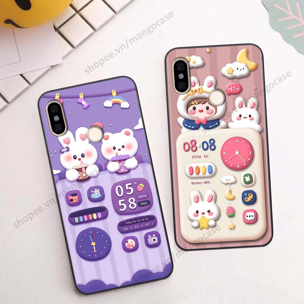 Ốp lưng Xiaomi Mi A2 hình gấu, thỏ, đồng hồ cute dễ thương