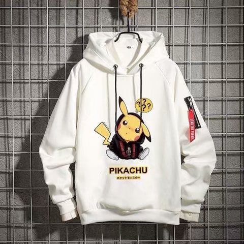 Áo Hoodie Dáng Rộng In Hình Pikachu Phong Cách Harajuku Cá Tính