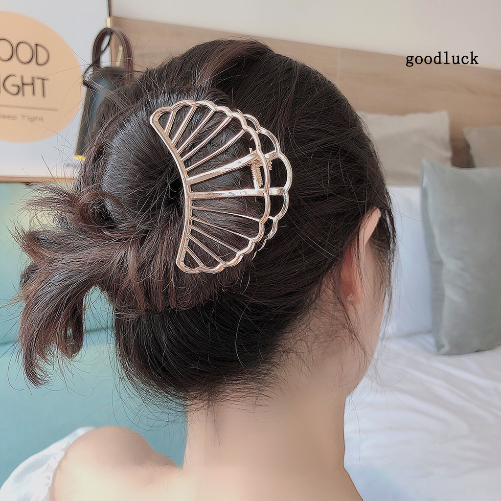 Kẹp Tóc Hợp Kim Màu Trơn Chống Trượt Cho Nữ