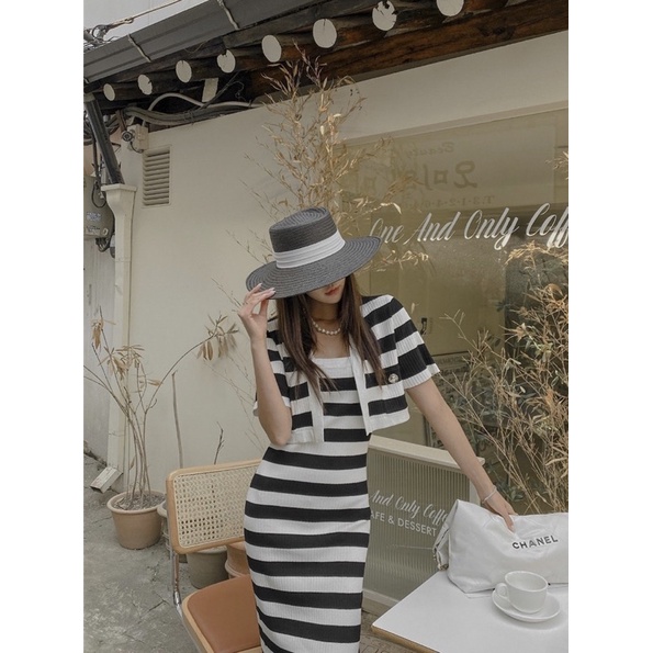 set áo &amp; váy dây len body basic (2283#)