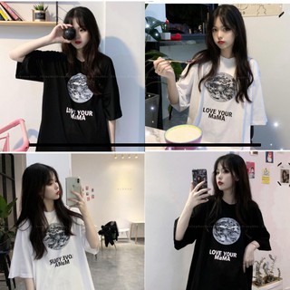 Áo Thun Nam Nữ Tay Lỡ Unisex In chữ LOVE YOUR MAMA