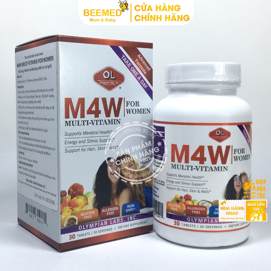 Viên Uống Bổ Sung Vitamin - Cho Nữ và Nam Olympian Labs M4W Multi Vitamin For Women - M4M Multi Vitamin For Men Hộp 30v
