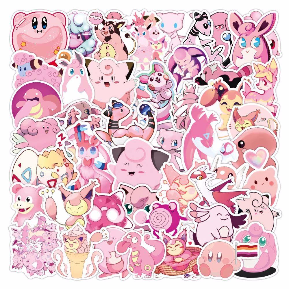 Miếng Dán Anime Pokemon Màu Hồng Cho Laptop Hành Lý