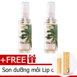 Bộ 2 chai tinh dầu dừa  Cocoon Tặng son