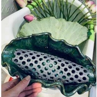 Bình Hoa Gốm Sứ Lọ Cắm Bông Hình Lá Sen Men Hỏa Biến Bát Tràng Cao Cấp