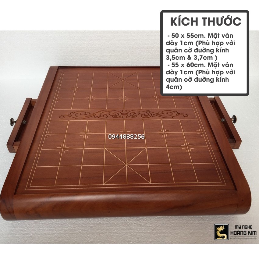 Bàn cờ tướng bằng gỗ Hương - Cuốn thư hoa mai