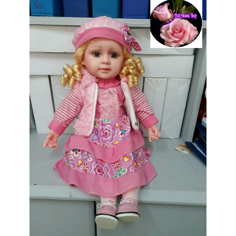 Búp bê biết kêu ba ba mama mình nhồi bông mềm mắt thủy tinh cao 60 cm