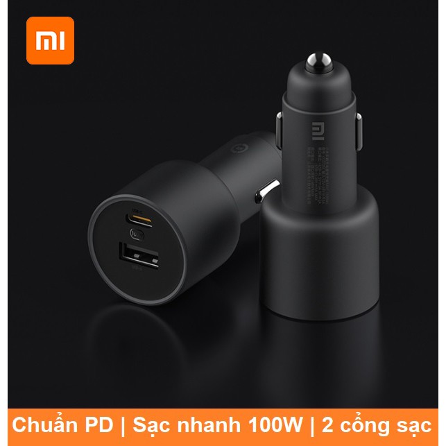 Tẩu Sạc điện thoại, máy tính bảng trên ô tô siêu nhanh  Xiaomi 1A1C 100w