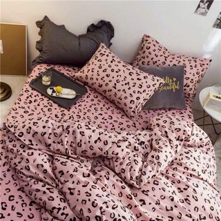 Set Chăn Ga Gối Cotton Poly - Da báo hồng