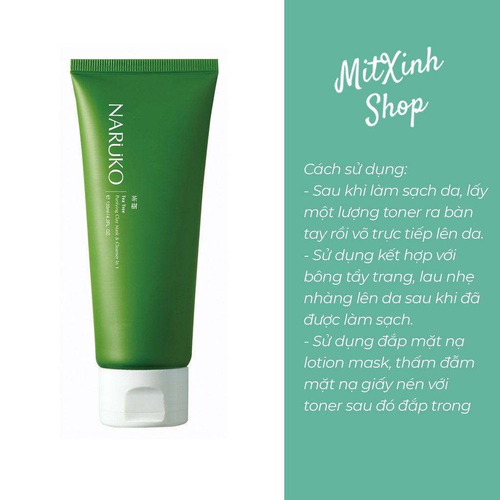 [Bản Đài] Sữa rửa mặt tràm trà NARUKO Tea Tree Purifying Clay Mask &amp; Cleanser, Sữa rửa mặt Naruko Bản Đài