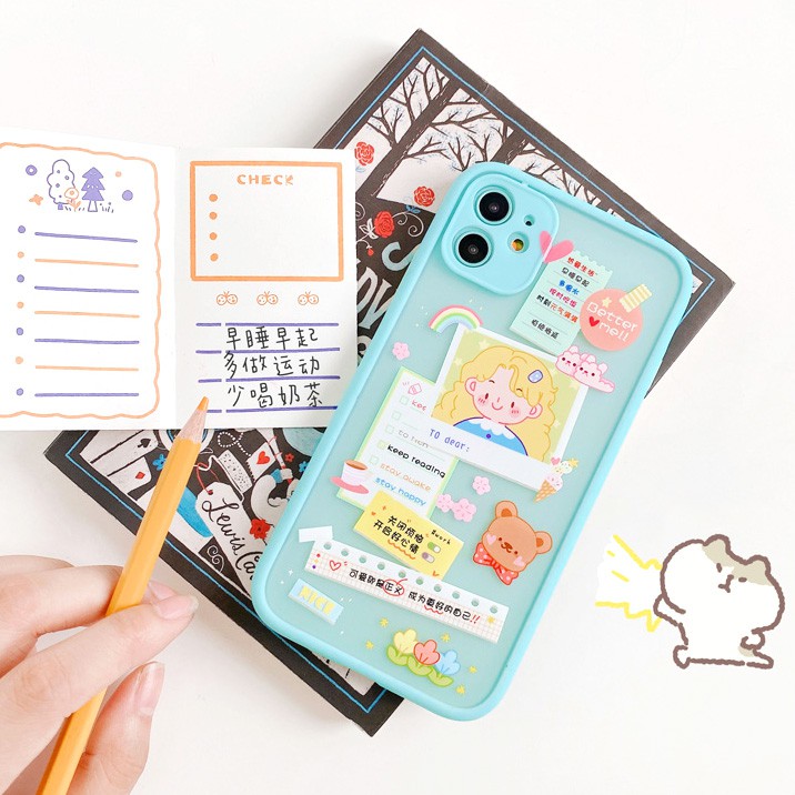 Ốp lưng iphone Sticker Happy nhám viền nổi cong 6/6plus/6s/6splus/7/7plus/8/8plus/x/xr/xs/11/12/13/pro/max/plus/promax