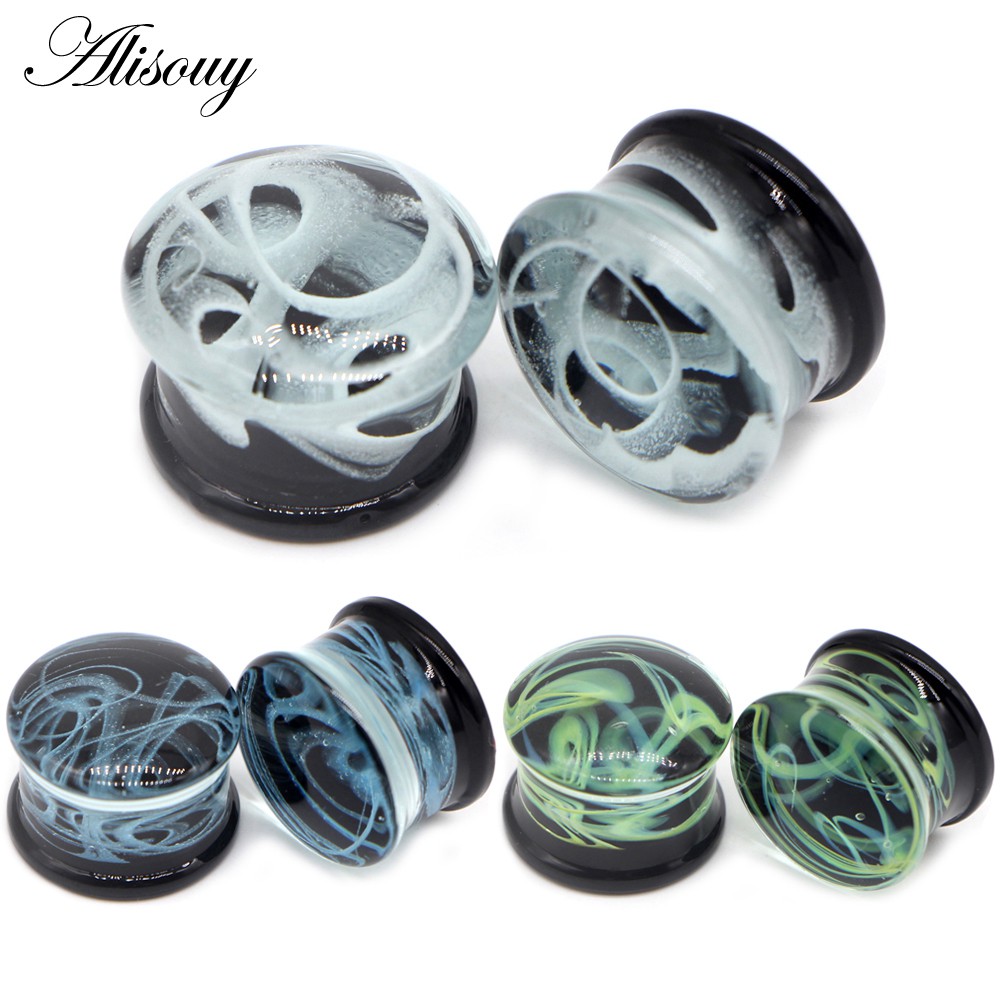 Alisouy Set 2 Khuyên Nong Tai Bằng Thủy Tinh Nhiều Màu Kích Thước 6-16mm Thời Trang Cho Nam Và Nữ