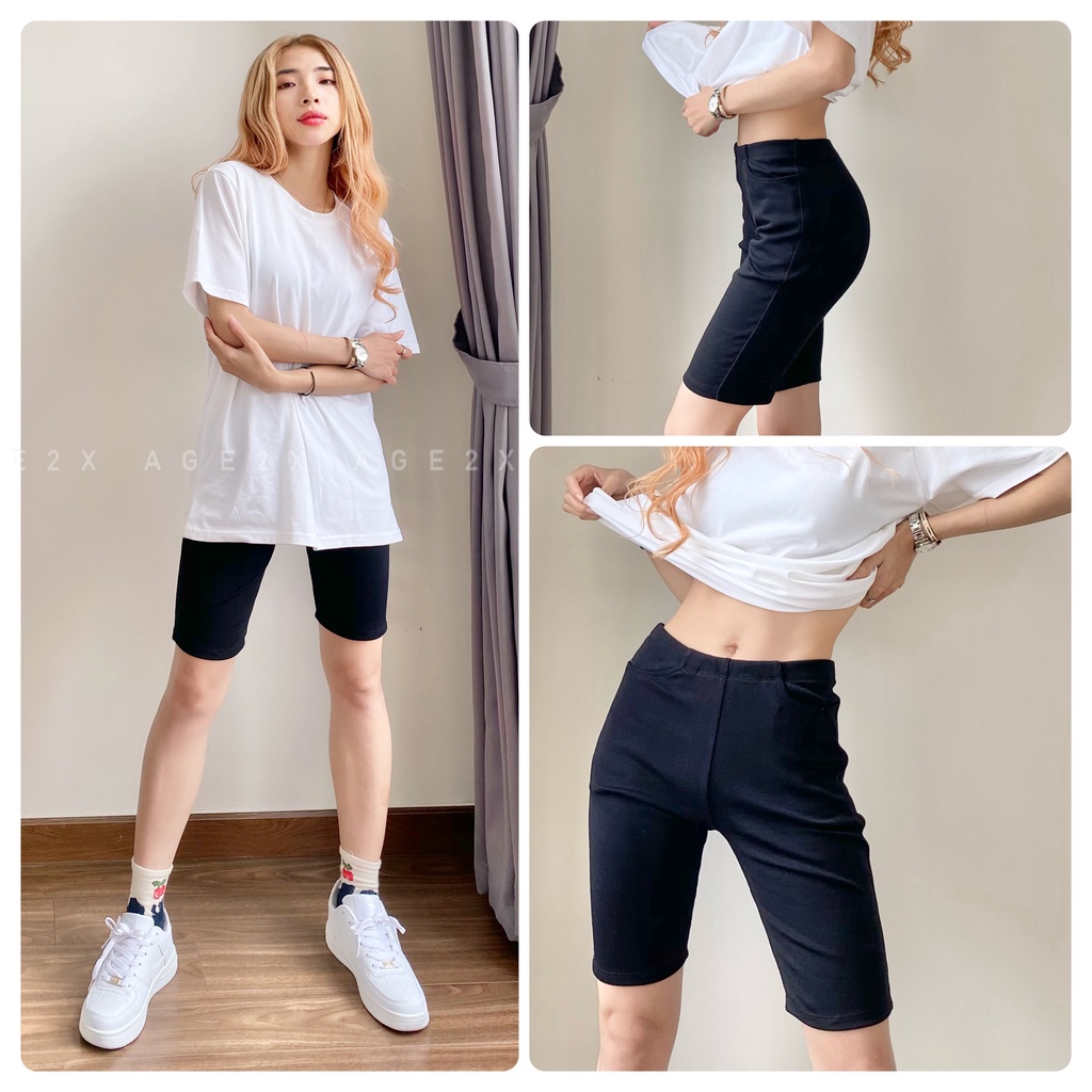 QUẦN BIKER SHORT NỮ AGE2X- Chính hãng, chuyên SỈ hàng có sẵn SLL, quần biker short, legging lửng có túi thật, hơn 10 màu