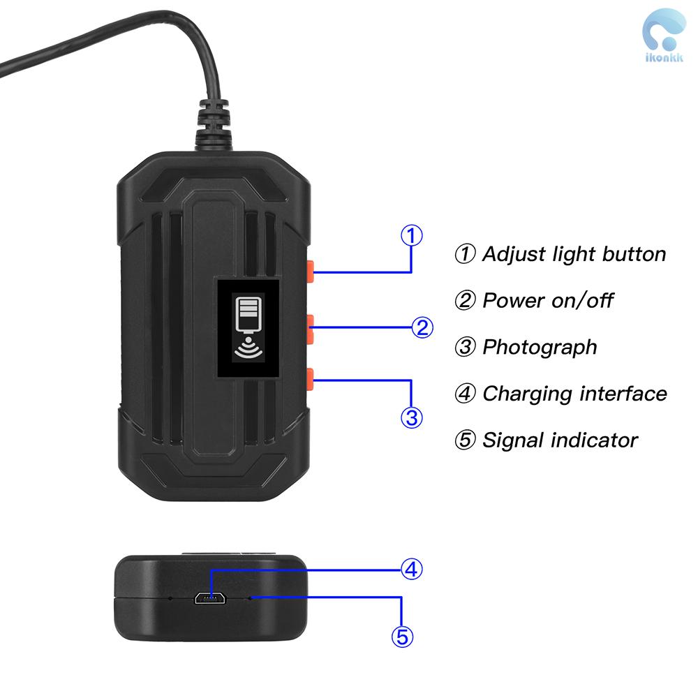 Bộ kết nối không dây chống nước có thể điều chỉnh đèn LED 3.9mm kiểm tra ống kính 1960 * 1080 độ phân giải IP67