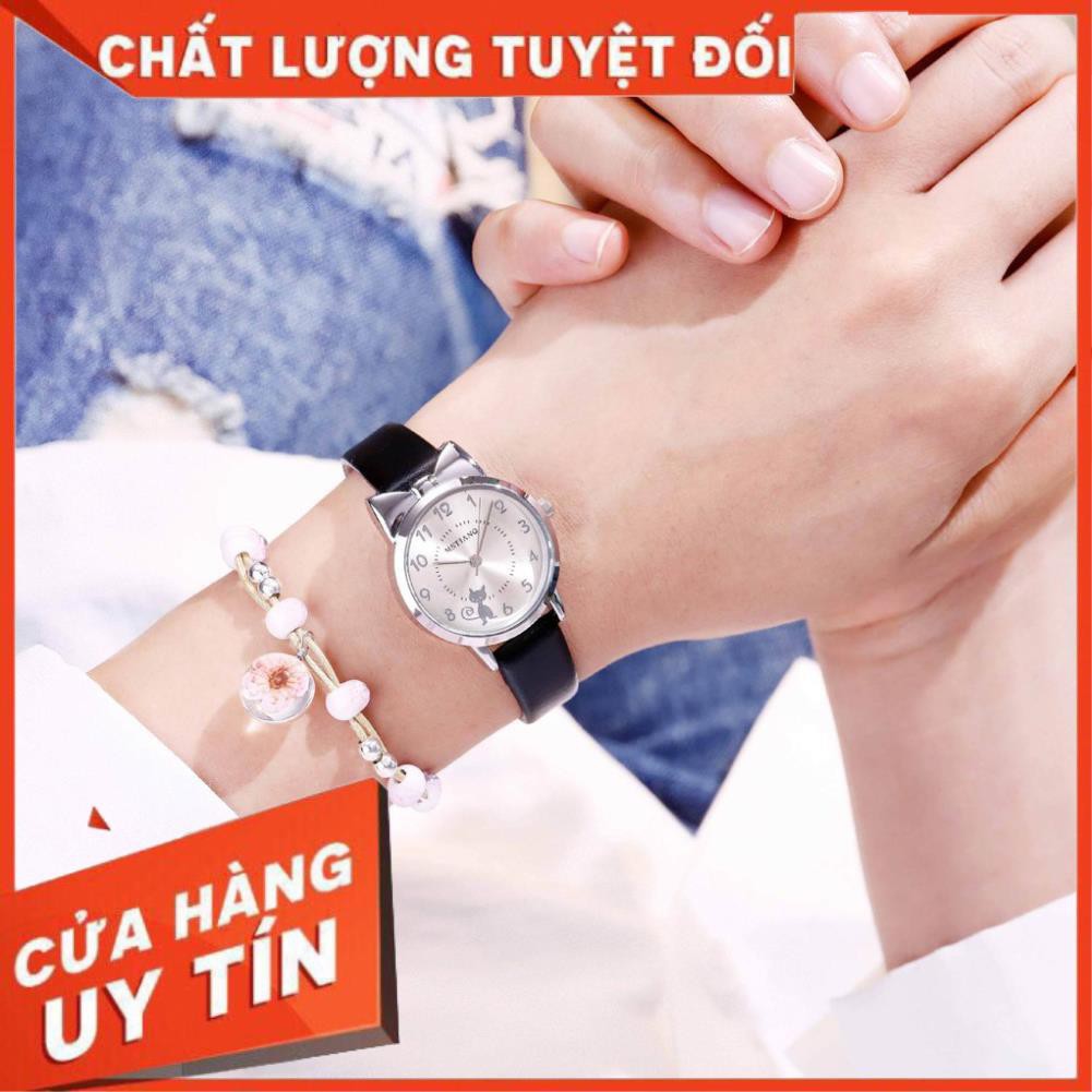 [FREESHIPXTRA] Đồng hồ thời trang nữ Mstianq MSM02 dây da mềm, họ tiết cực đẹp, mặt độc đáo, mặt số dể dàng xem giờ