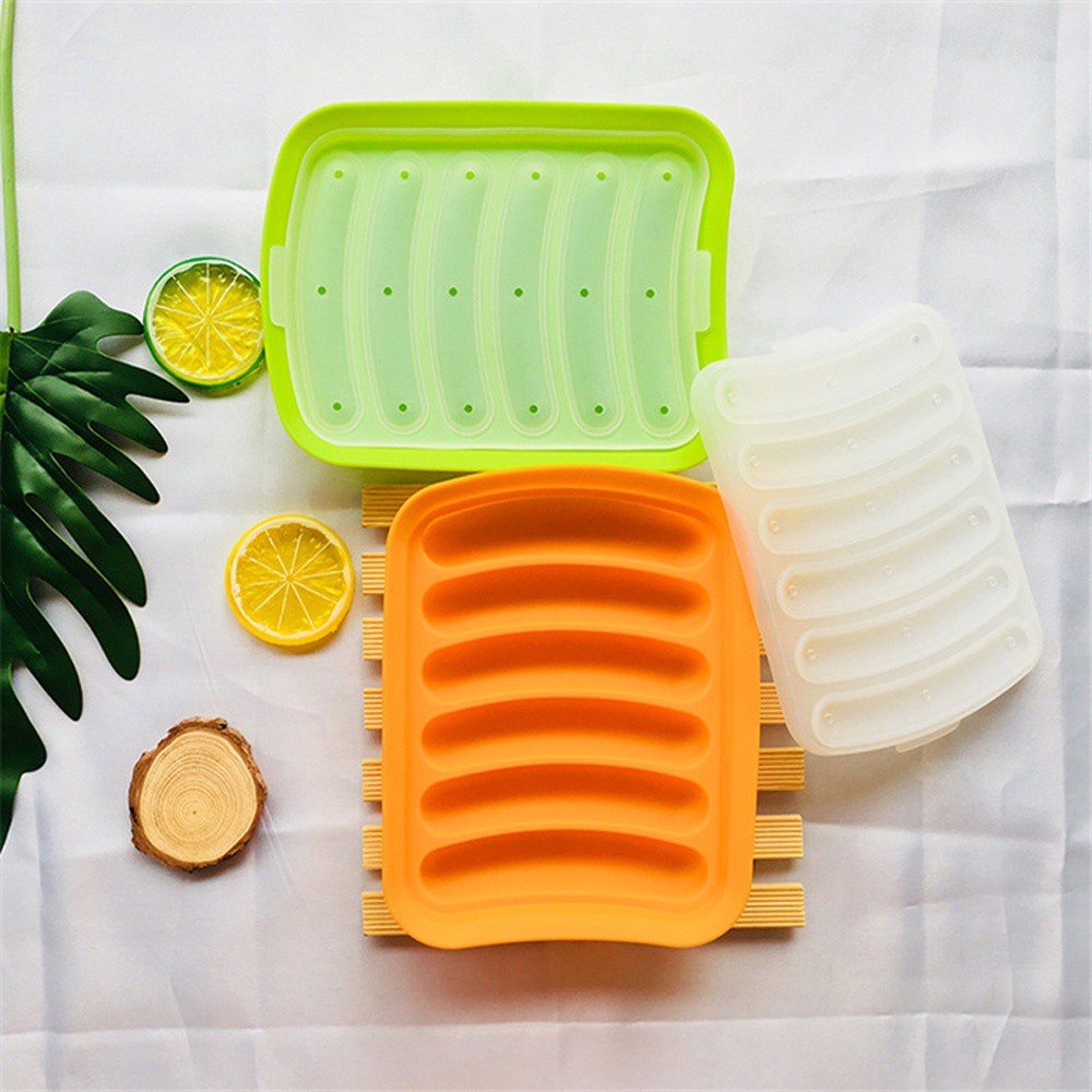 Khuôn Silicone Làm Xúc Xích / Lạp Xưởng 6 Ngăn Có Thể Tái Sử Dụng