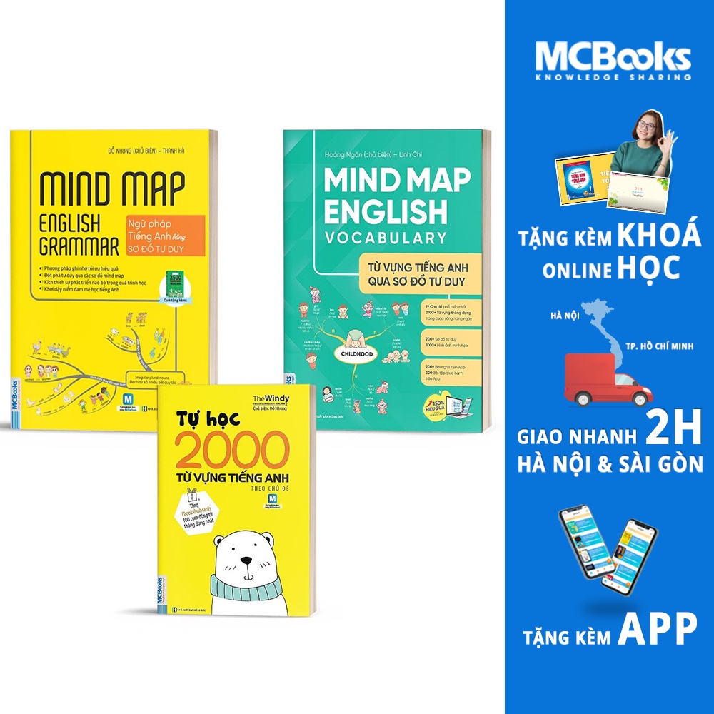 Sách - Combo Mindmap English Và Tự Học 2000 Từ Vựng Tiếng Anh Cơ Bản Tặng