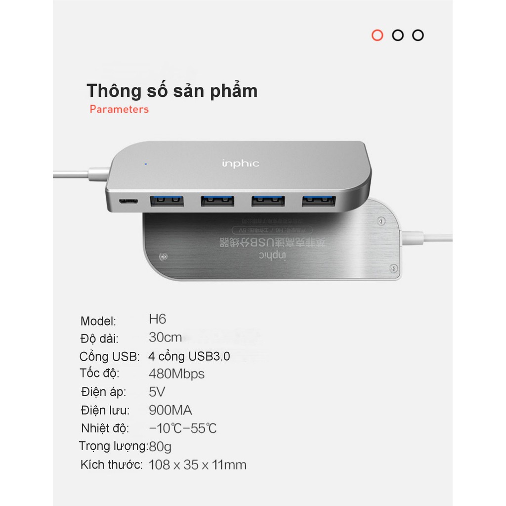 Hub USB 2.0 năm cổng INPHIC H6 hỗ trợ tất cả các dòng máy tính để mở rộng thêm cổng USB | WebRaoVat - webraovat.net.vn