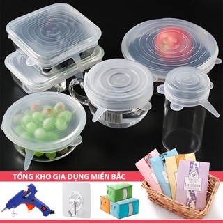 Set 6 NẮP SILICON S6 Đậy Tất Cả Đồ Hộp, Cốc, Bát, Thố, Đĩa Thức Ăn Cho Tủ Lạnh Mới