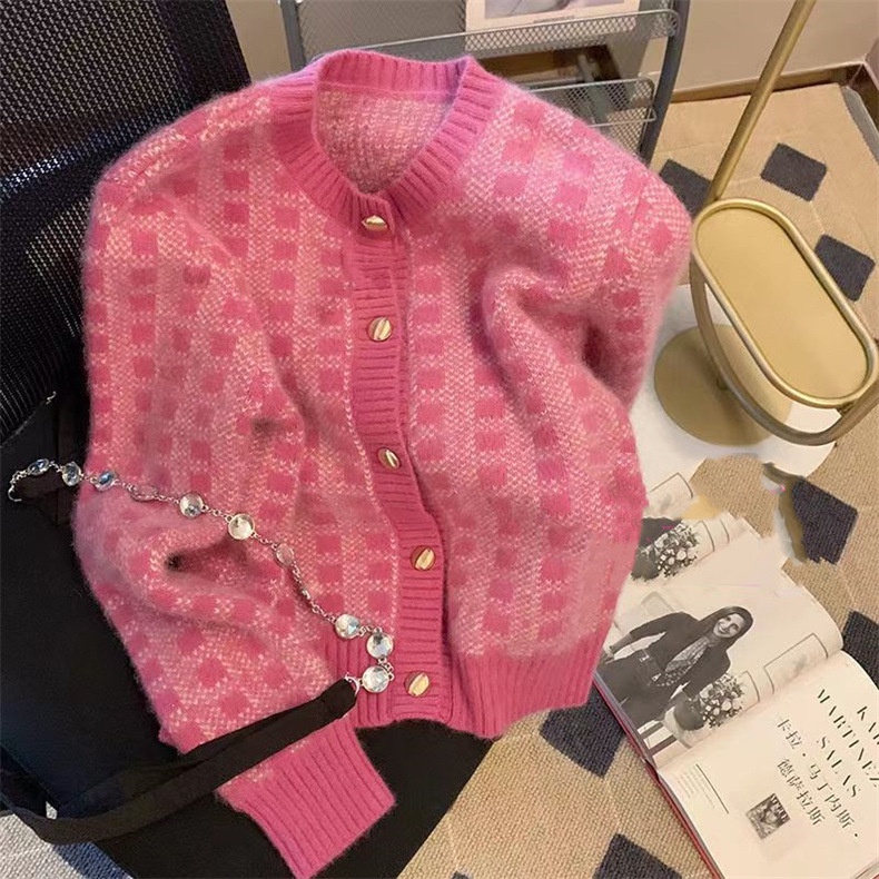 Áo Khoác Cardigan Dệt Kim Thiết Kế Xinh Xắn Cho Nữ, Áo Khoác Cardigan Nữ Cổ Tròn Hoạ Tiết AK13