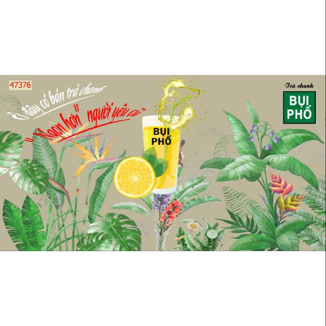 Tranh dán tường quán Trà chanh