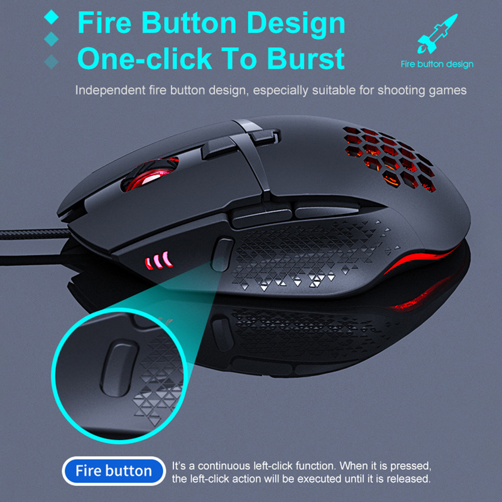 Chuột Gaming Mimice T90 Phát Sáng 8 Nút 7200dpi Cao Cấp