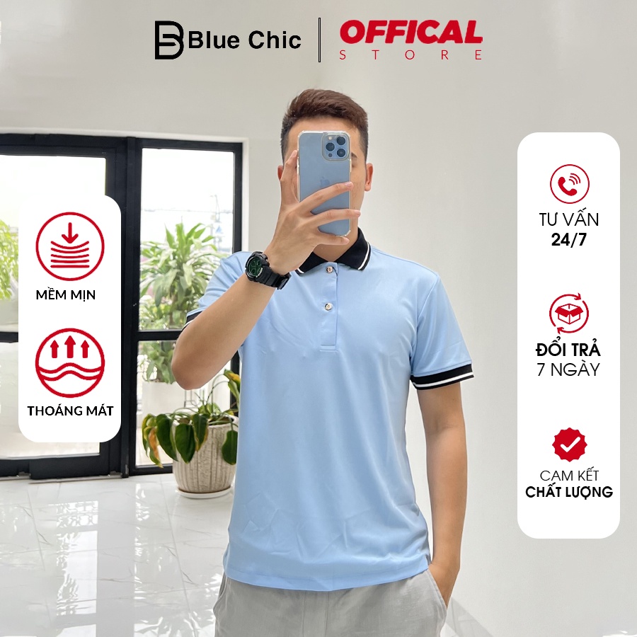 Áo Polo Nam Xanh BLUECHIC Cổ Bẻ Chất Liệu Poly Cá Sấu Cao Cấp Lịch Lãm NF015