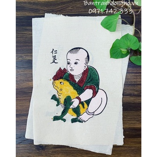 Tranh Đông Hồ Nhân nghĩa Em bé ôm cóc