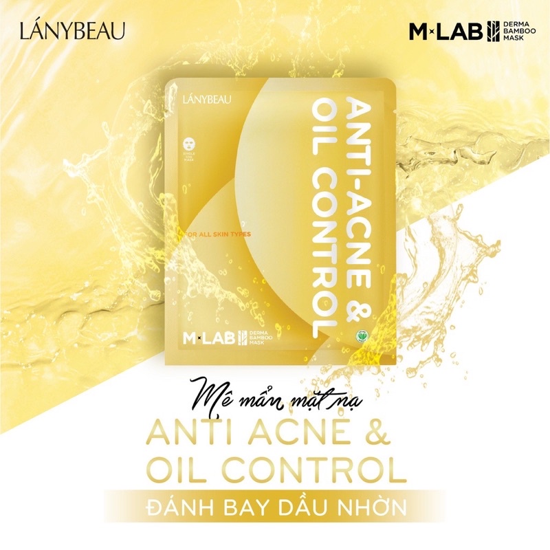 Bộ Đôi Mặt nạ dưỡng da ngừa mụn, kiểm soát dầu LÁNYBEAU MLAB Derma Bamboo Anti Acne & Oil Control 2 hộp 14 miếng (28g/m) | BigBuy360 - bigbuy360.vn