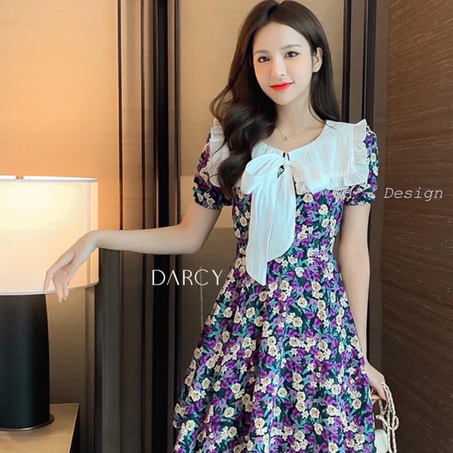váy tiểu thư hoa tím