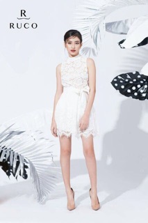 Đầm ren thắt nơ Paris