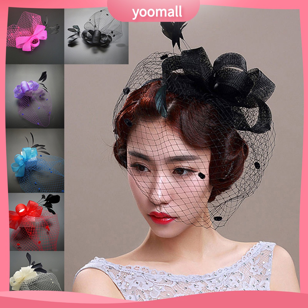 Mũ kẹp tóc phối nơ và lông vũ phong cách cổ điển thời trang nữ thanh lịch