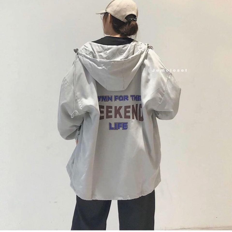 Áo Khoác Gió WEEKEND 2 màu Trắng/Đen Có Mũ Unisex Dáng Rộng xưởng sỉ nguyễn hoa | BigBuy360 - bigbuy360.vn