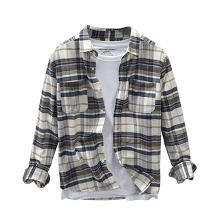 Áo Sơ Mi Nam Tay Dài Họa Tiết Kẻ Lưới Thời Trang