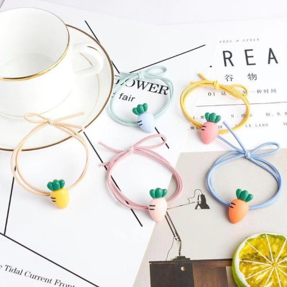 Dây Thun Cột Tóc Dễ Thương Thiết Kế Hình Quả Cà Rốt Nhiều Màu